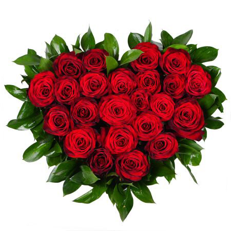 Композиция «Сердце из 21 красной розы»